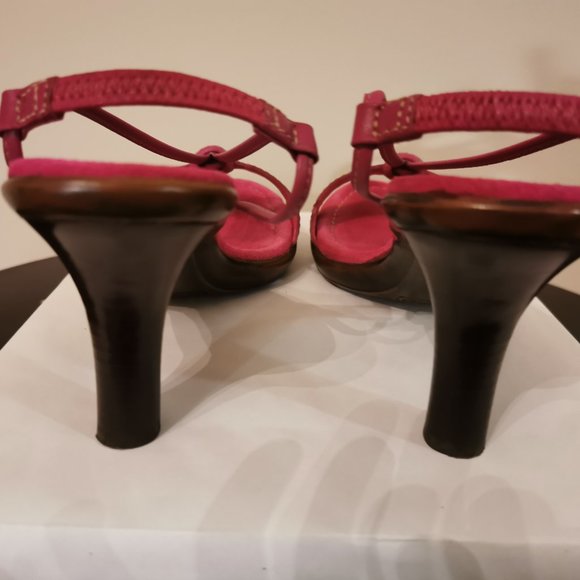 Aerosoles hot red leather heeled sandals - Picture 4 of 10